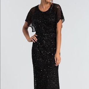 NWT Adrianna Papell Black Sequin Plus Size Long Maxi Dress 22W